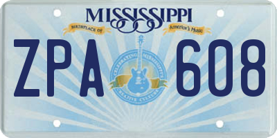 MS license plate ZPA608