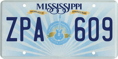 MS license plate ZPA609