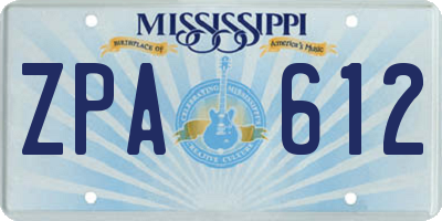 MS license plate ZPA612