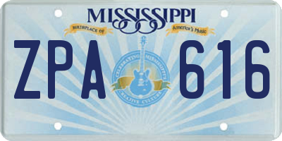 MS license plate ZPA616