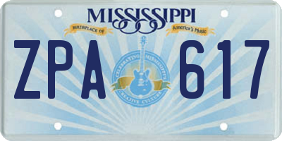 MS license plate ZPA617