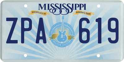 MS license plate ZPA619