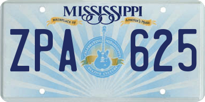 MS license plate ZPA625