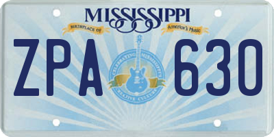 MS license plate ZPA630