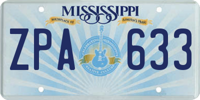 MS license plate ZPA633