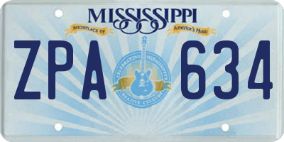 MS license plate ZPA634