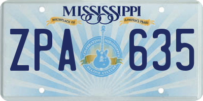 MS license plate ZPA635