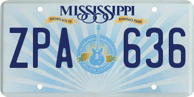 MS license plate ZPA636