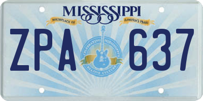 MS license plate ZPA637