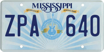 MS license plate ZPA640