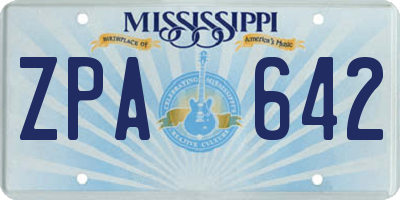 MS license plate ZPA642