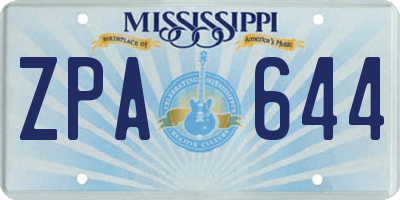 MS license plate ZPA644