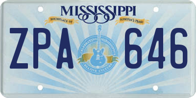 MS license plate ZPA646