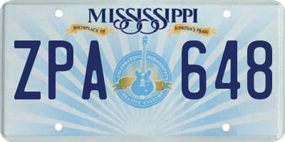 MS license plate ZPA648