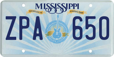 MS license plate ZPA650