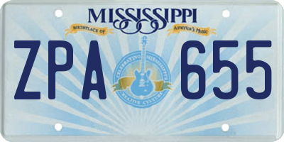 MS license plate ZPA655