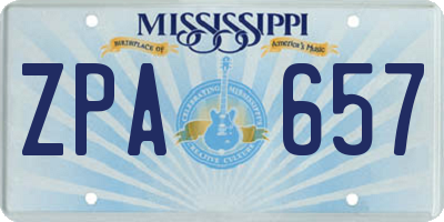 MS license plate ZPA657