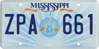 MS license plate ZPA661