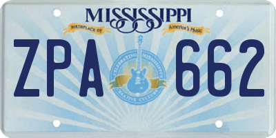 MS license plate ZPA662