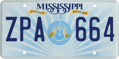 MS license plate ZPA664