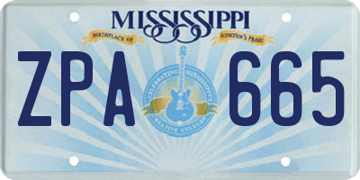 MS license plate ZPA665