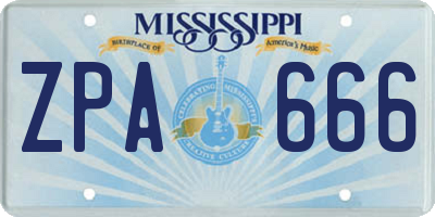 MS license plate ZPA666