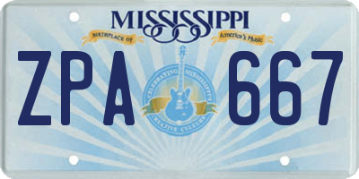 MS license plate ZPA667