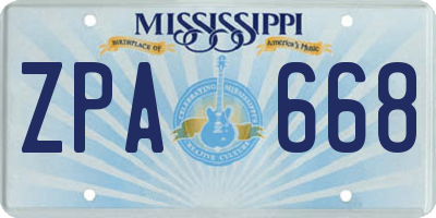MS license plate ZPA668