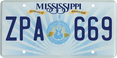 MS license plate ZPA669