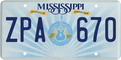 MS license plate ZPA670