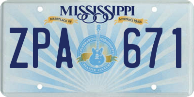 MS license plate ZPA671