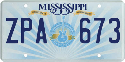 MS license plate ZPA673