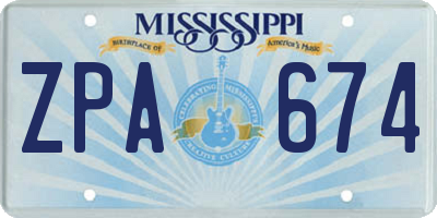 MS license plate ZPA674