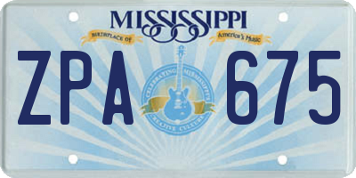 MS license plate ZPA675