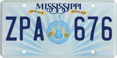 MS license plate ZPA676
