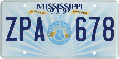 MS license plate ZPA678