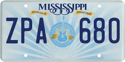 MS license plate ZPA680