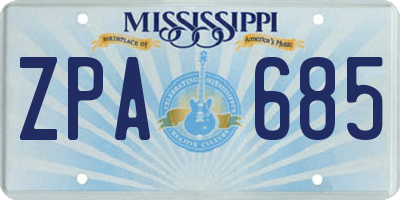 MS license plate ZPA685