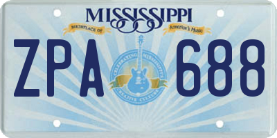 MS license plate ZPA688