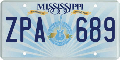 MS license plate ZPA689
