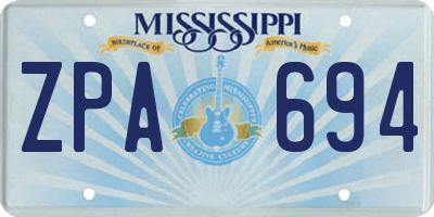 MS license plate ZPA694