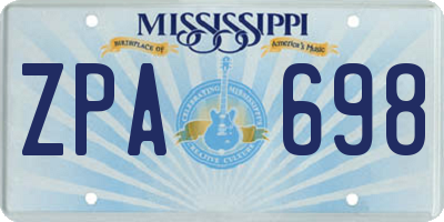 MS license plate ZPA698