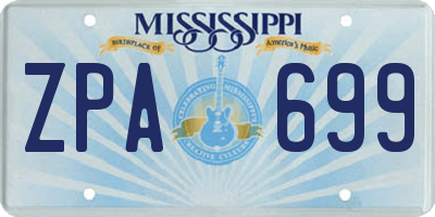 MS license plate ZPA699