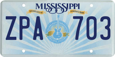 MS license plate ZPA703