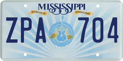 MS license plate ZPA704
