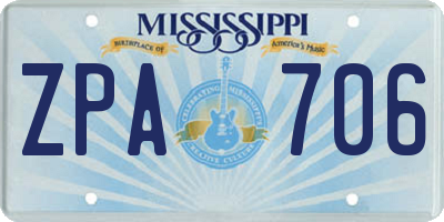 MS license plate ZPA706