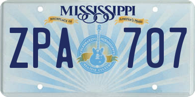 MS license plate ZPA707
