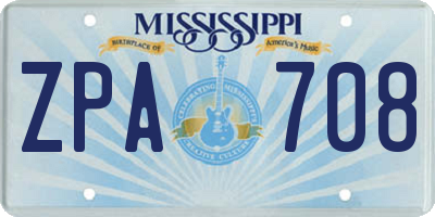 MS license plate ZPA708