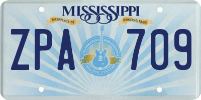 MS license plate ZPA709