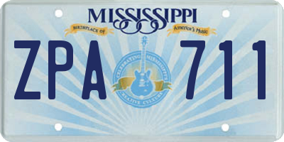 MS license plate ZPA711